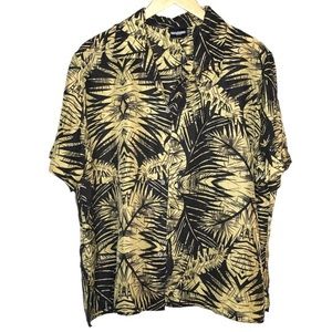 Notations Vintage 100% Silk Tropical Aztec Print Button Down Shirt 18W